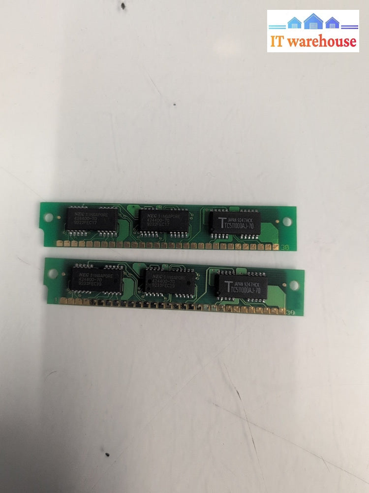 Lot of 2  Toshiba 1MB Module Simm 14 TC511000AJ-70 30-PIN Memory RAM -
