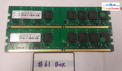 Lot of 2  Transcend 1GB DDR2 667MHZ PC2-5300 504178 Ram memory