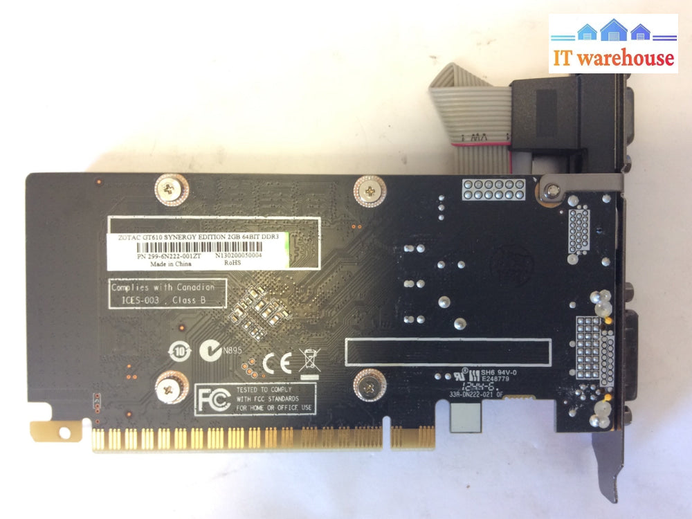 Lot of  2 ZOTAC GT610 SYNERGY EDITION 2GB DDR3 ZT-60601 Video Graphics Card