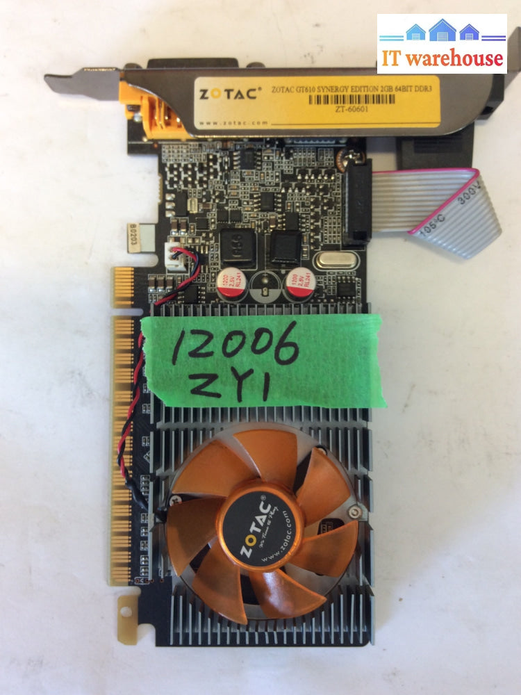 Lot of  2 ZOTAC GT610 SYNERGY EDITION 2GB DDR3 ZT-60601 Video Graphics Card