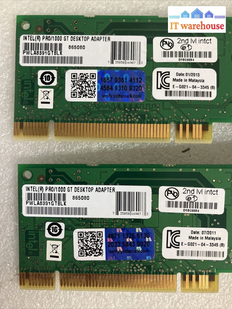 Lot of 2x Intel Pro/1000 GT Server Network Adapter C29248 865080 PWLA8391GTBLK ~