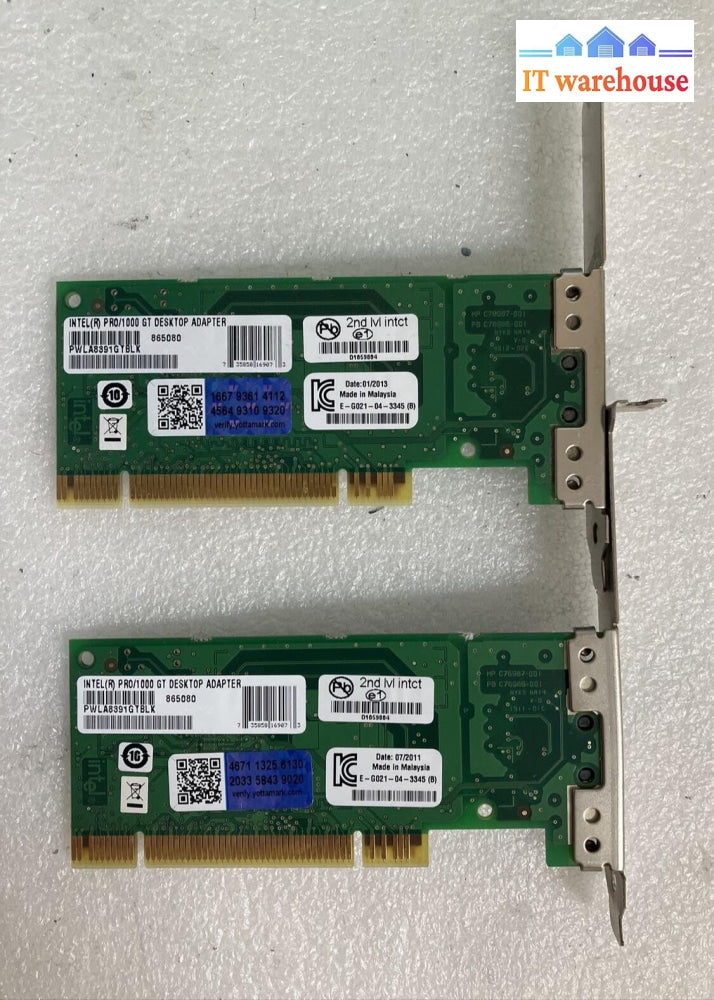 Lot of 2x Intel Pro/1000 GT Server Network Adapter C29248 865080 PWLA8391GTBLK ~
