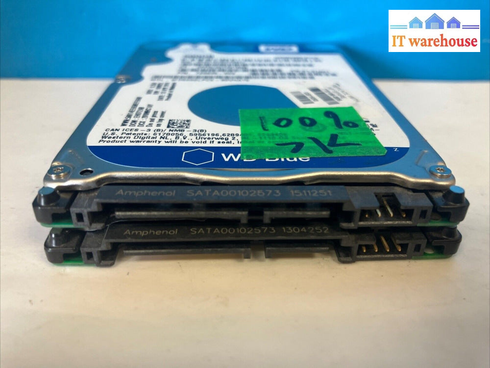 (Lot of 2x) WD Blue WD5000LP 500GB SATA 2.5" Hard Drive HDD (1000 days remain) ~