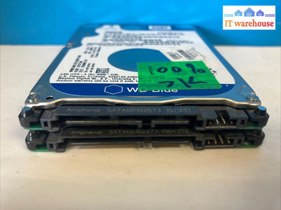 (Lot of 2x) WD Blue WD5000LP 500GB SATA 2.5" Hard Drive HDD (1000 days remain) ~