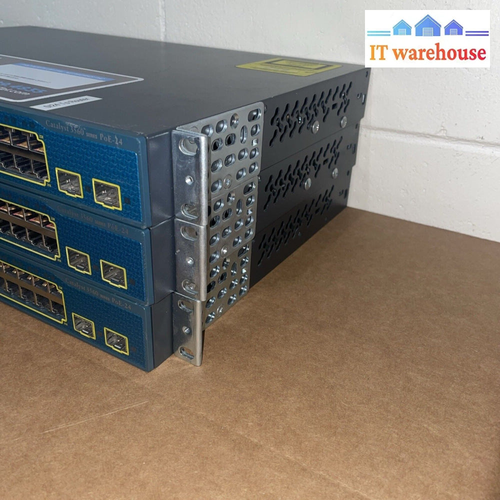 Lot Of 3 Cisco Ws-C3560-24Ps-S 24-Port 10/100/1000 Managed Poe Shift W/ Ears