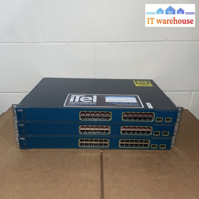 Lot of 3 Cisco WS-C3560-24PS-S 24-Port 10/100/1000 Managed PoE Shift w/ ears