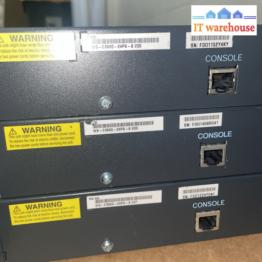 Lot Of 3 Cisco Ws-C3560-24Ps-S 24-Port 10/100/1000 Managed Poe Shift W/ Ears