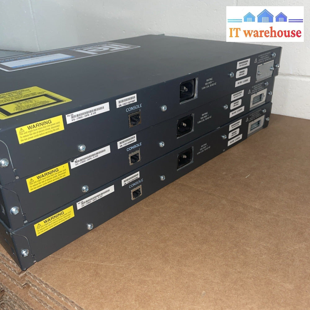 Lot of 3 Cisco WS-C3560-24PS-S 24-Port 10/100/1000 Managed PoE Shift w/ ears