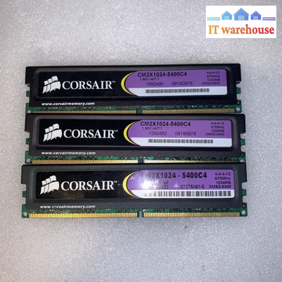 Lot of 3 Corsair XMS2 1GB DDR2-675 PC2-5400 CL4 CM2X1024-5400C4 Desktop RAM