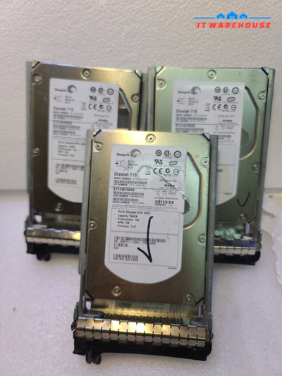 - LOT OF 3 Dell Seagate 146GB 3Gb SAS 3.5" Hard Drive - WR711 - ST3146755SS