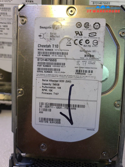 - LOT OF 3 Dell Seagate 146GB 3Gb SAS 3.5" Hard Drive - WR711 - ST3146755SS