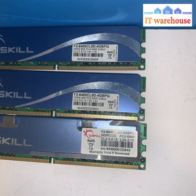 Lot of 3 G.Skill DDR2-800 PC2-6400 2GB desktop memory RAM