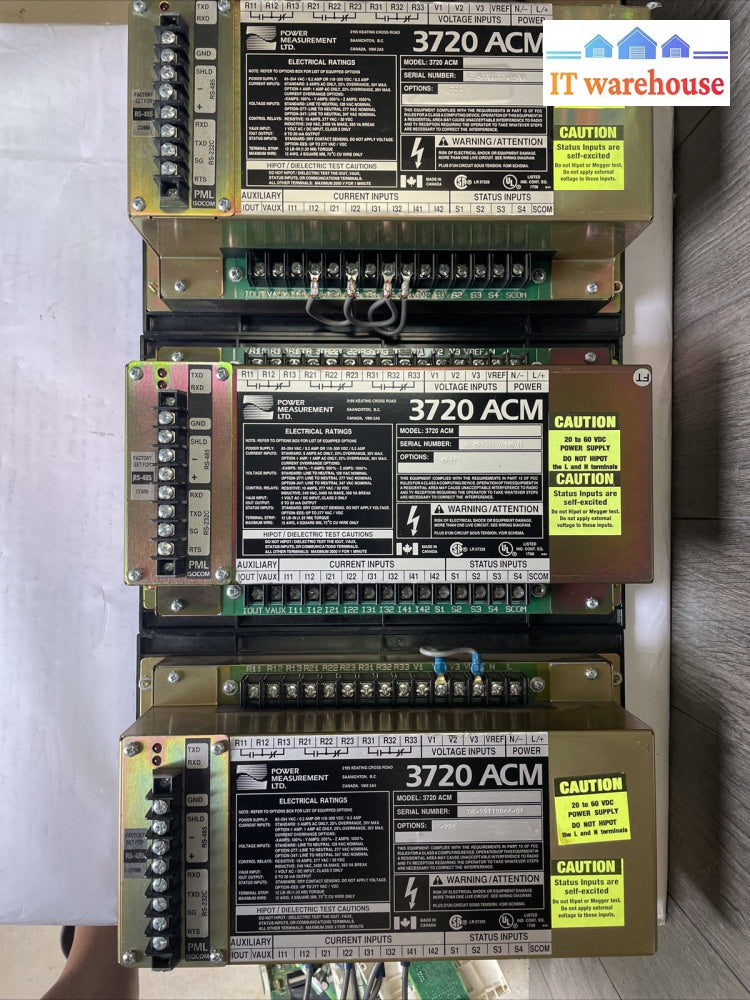Lot of 3 GE Power Measurement LTD 3720 ACM Electronic Power Meter