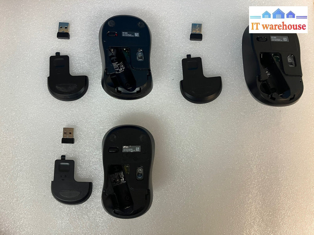 Lot of 3 Logitech M185 Wireless Optical Mouse, USB Nano Receiver ~