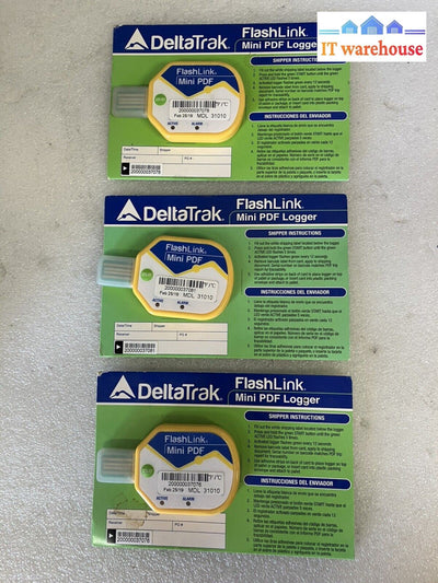 ~ (Lot of 3) New DeltaTrak FlashLink Mini PDF In-Transit Logger 31010