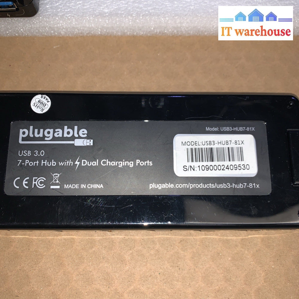 Lot of 3 Plugable 7 Port USB 3.0 Hub USB3-HUB7C-81X
