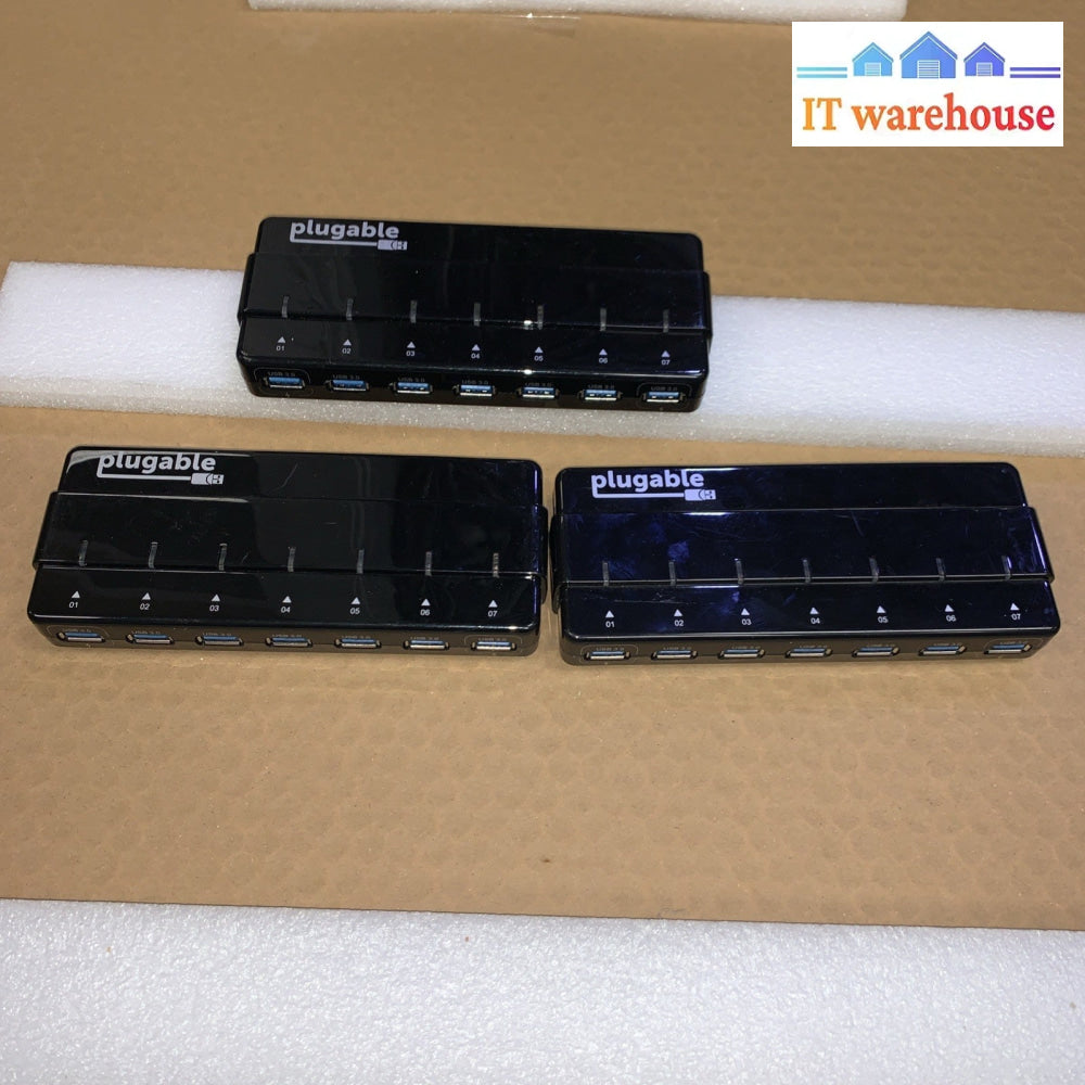 Lot of 3 Plugable 7 Port USB 3.0 Hub USB3-HUB7C-81X
