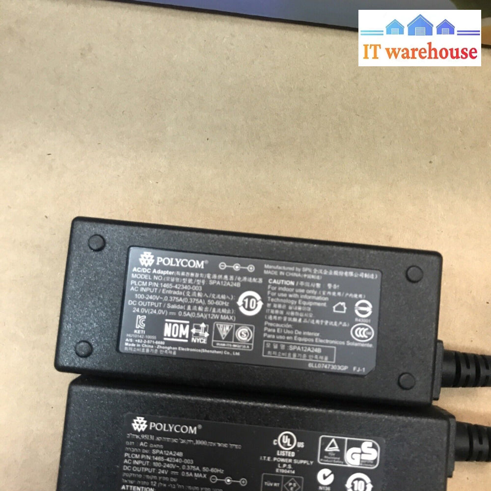 Lot Of 3 Polycom Cx500/Cx600 Power Supply 24V 0.5A Spa12A24B-Ply 1465-42340-003