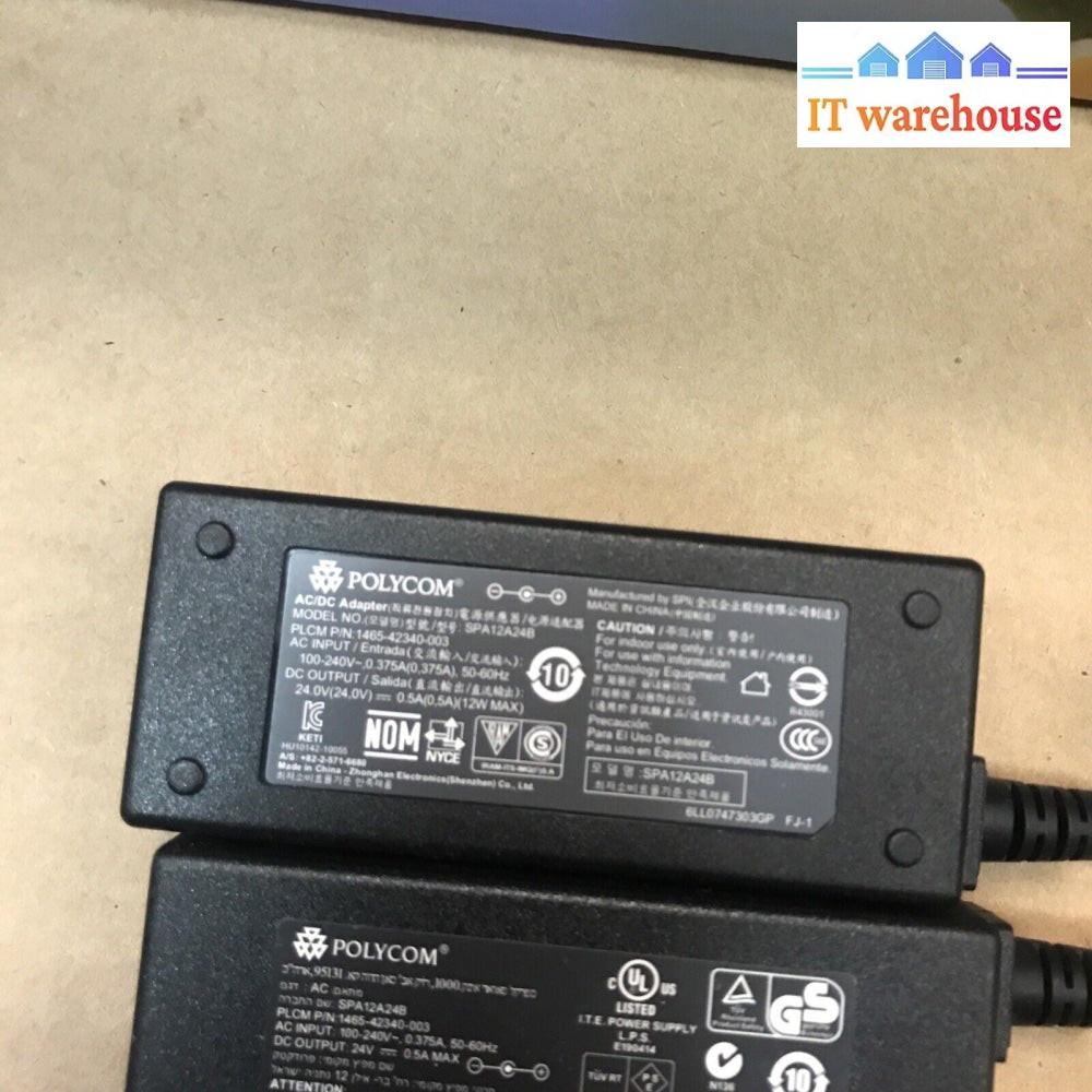 Lot Of 3 Polycom CX500/CX600 Power Supply 24V 0.5A SPA12A24B-PLY 1465-42340-003