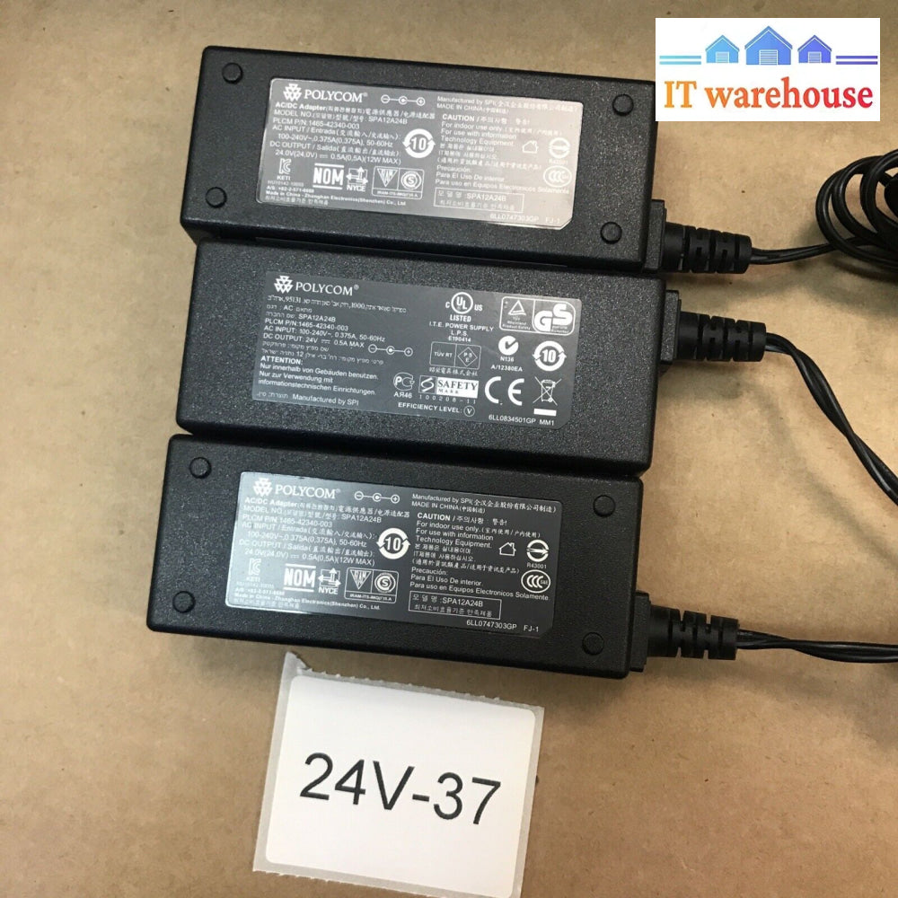 Lot Of 3 Polycom Cx500/Cx600 Power Supply 24V 0.5A Spa12A24B-Ply 1465-42340-003