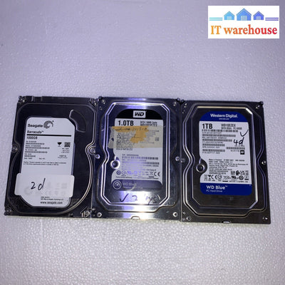 Lot Of 3 Seagate/WD Desktop HDD 1TB SATA 3.5” Hard Drives (2-4 Days Used Only)