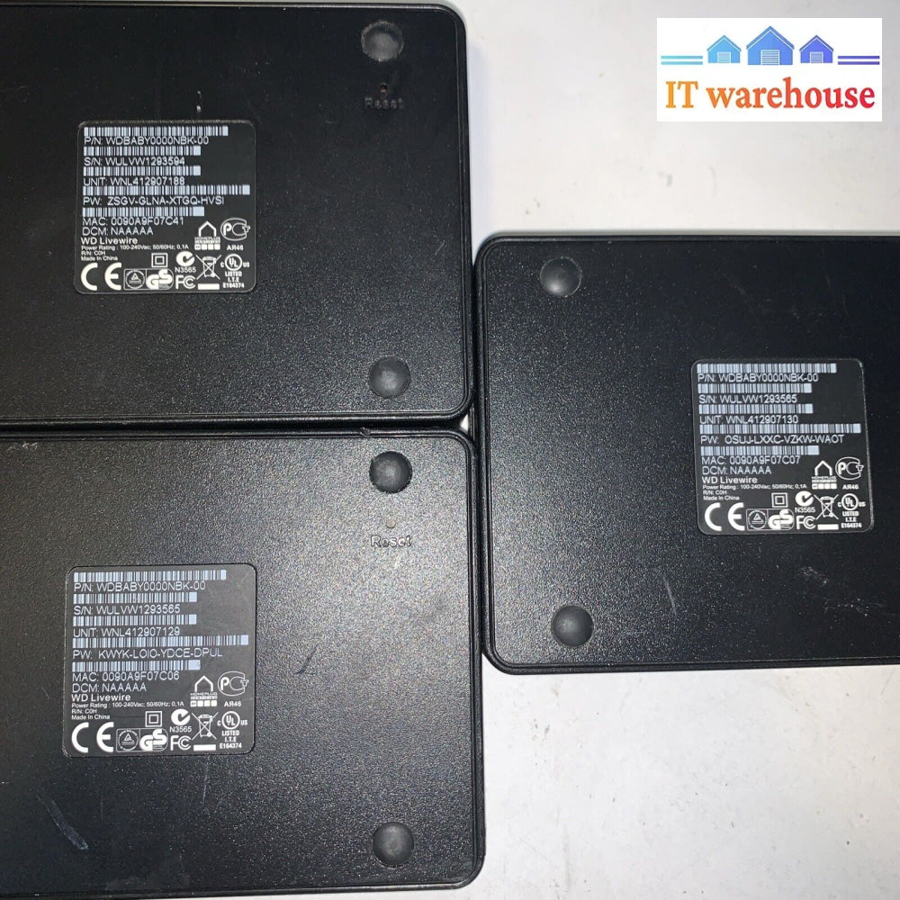 Lot of 3 Western Digital (WD) Livewire 4-port network adapter WDBABY0000NBK-00