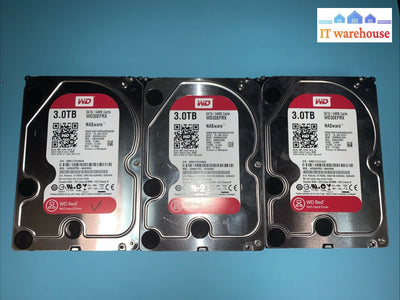 Lot of 3 Western Digital WD Red WD30EFRX 3TB NASware 3.0 3.5’’ SATA Hard Drives