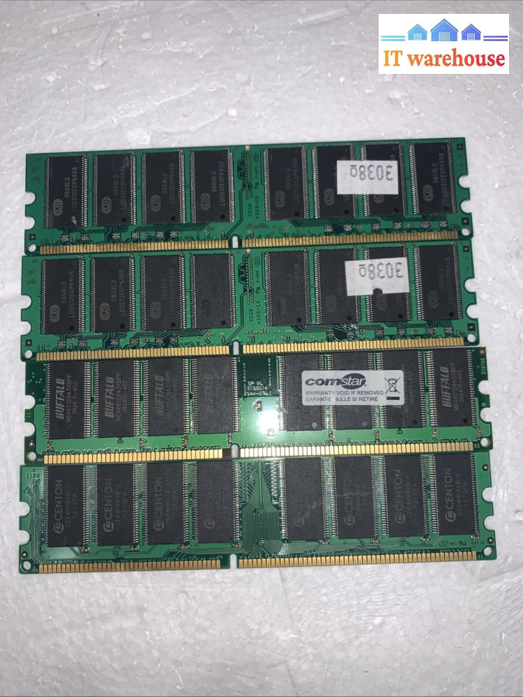 LOT OF 4   . 1G 184-pin PC-3200U NonECC 400MHz DDR Ram Memory