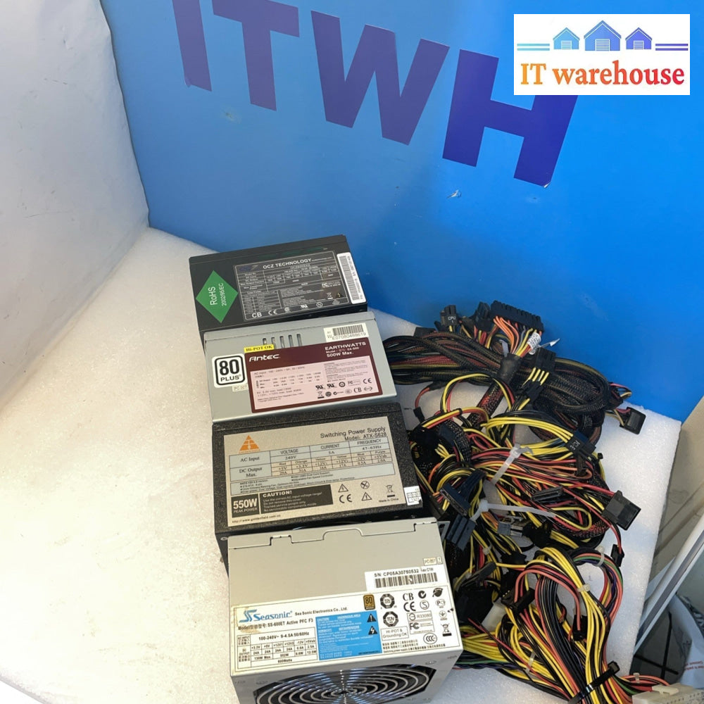 Lot Of 4 500-600W Power Supply with. 1-2 PCIE (6-8 Pin)
