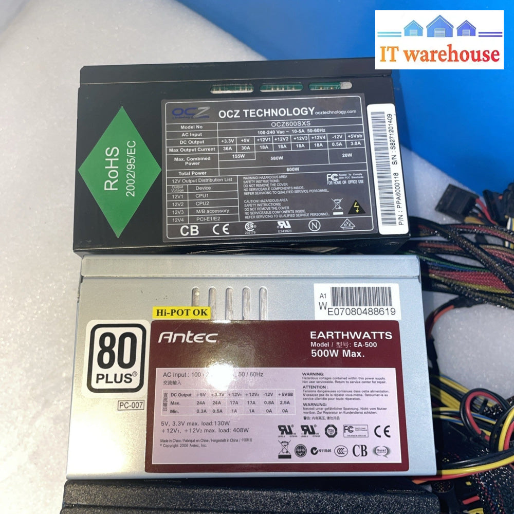 Lot Of 4 500-600W Power Supply with. 1-2 PCIE (6-8 Pin)