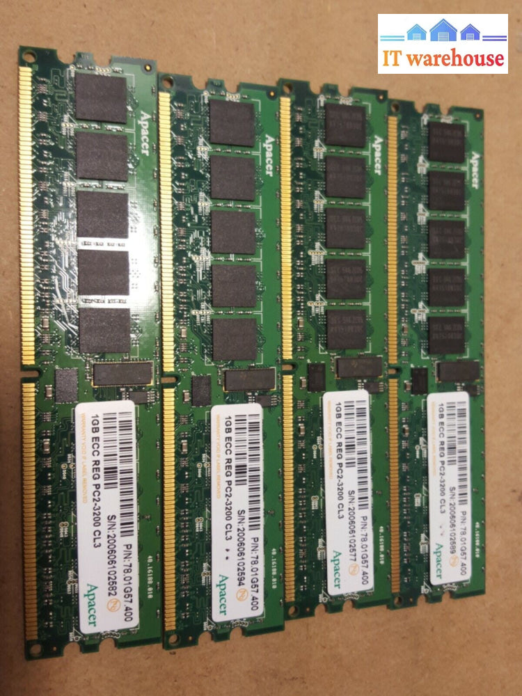 Lot of 4 Apacer 1GB ECC pc2 3200 400MHZ Ram (for server or workstation)