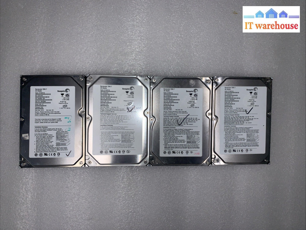 Lot of 4 Desktop 40GB 7.2K IDE hard drives