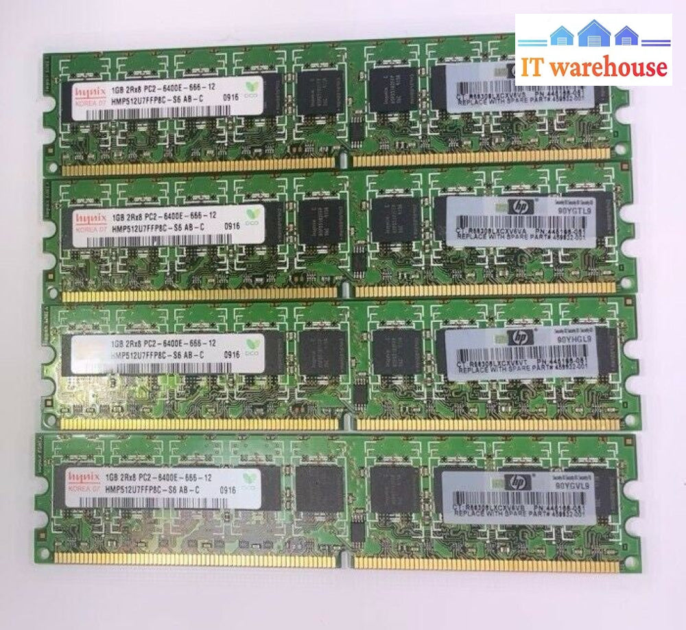 Lot of 4 Hynix 1GB PC2-6400 DDR2-800MHz CL6 240P DIMM Memory  (ECC Unbuffered) 