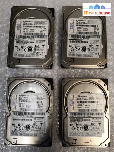 - LOT OF 4 IBM 26K5777  73.4GB 10K RPM, 2.5", SAS HARD DRIVE 26K5779 26K5267 @@@