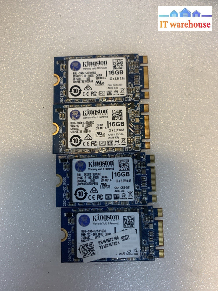 Lot of 4 Kingston 16GB mSATA SSD RBU-SNS4151S3/16GD Industrial Embedded Drives