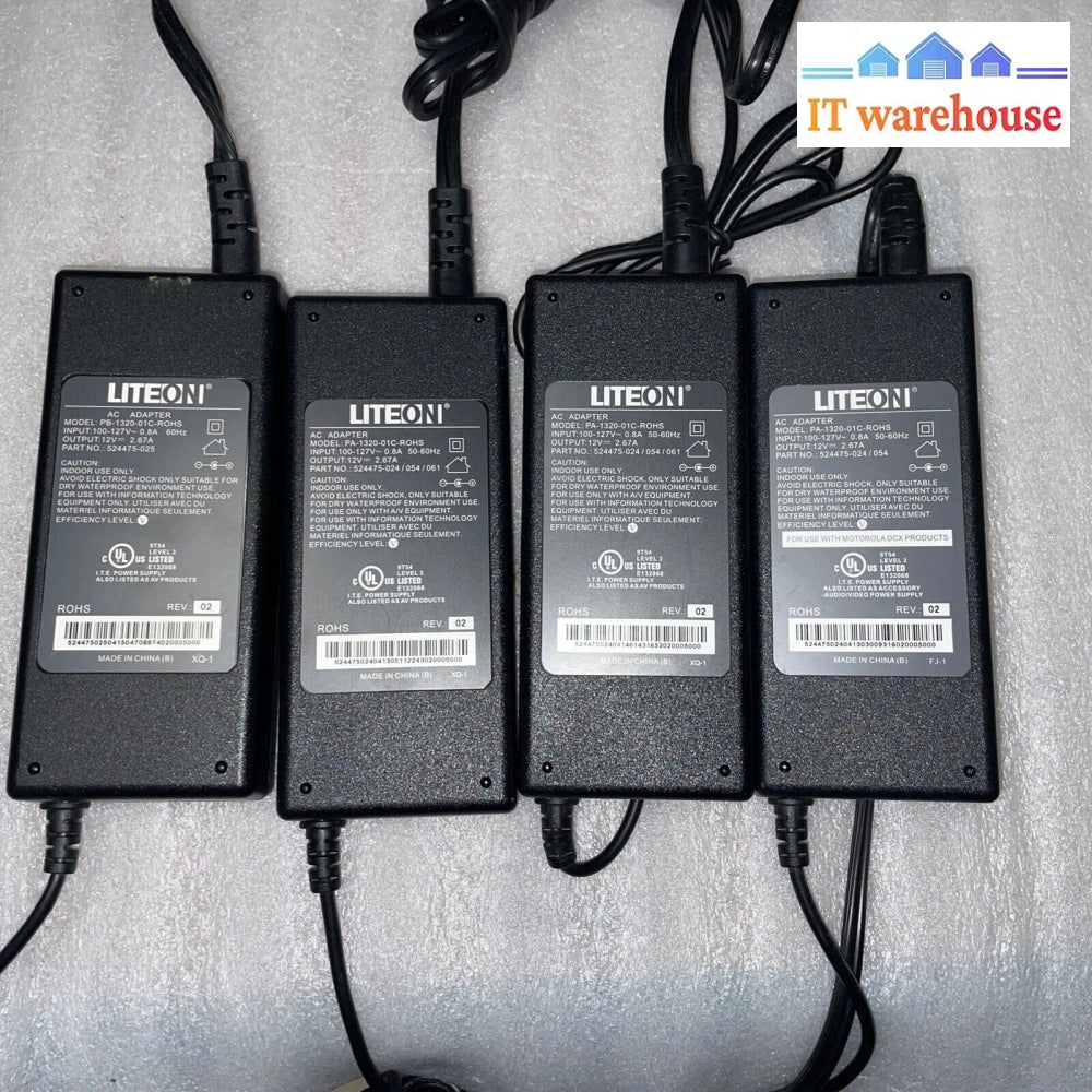 Lot of  4 Liteon 12V 2.67A PA-1320-01C-ROHS AC Power Adapter (with Power Cord)