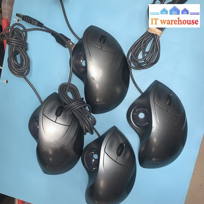 Lot of 4 Logitech T-BB18 TrackMan Wheel Optical Mouse 810-000766 (---- no ball))