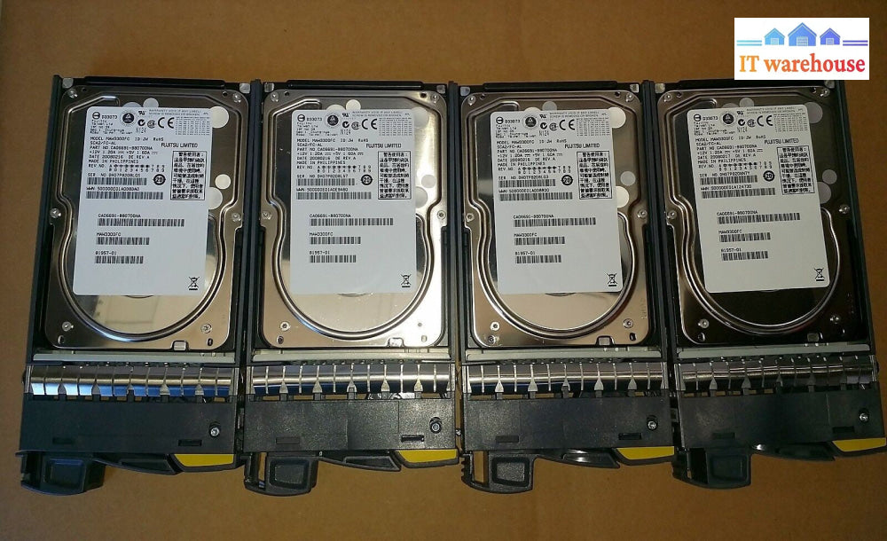 Lot of 4 NetApp DS14MK2 300GB 10K FC HD CA06691 81957-01 MK4 MAW3300FC @@@