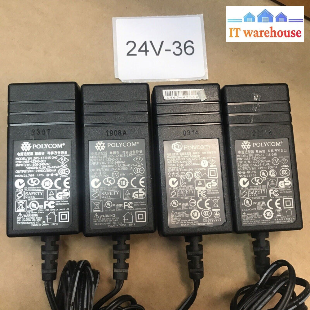 Lot of 4 Polycom SoundPoint 24V Power Supply (SPS-12-015-240)
