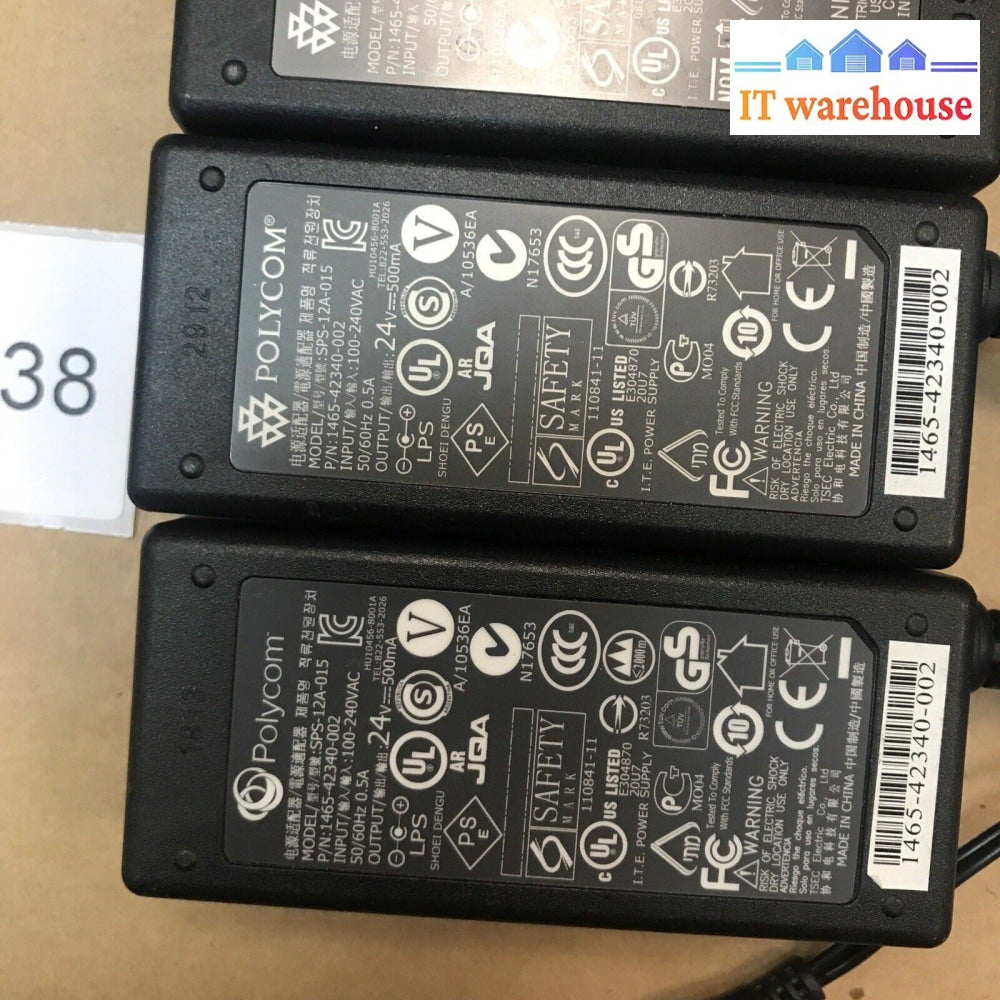 LOT OF 4 POLYCOM SPS-12A-015 IP PHONE POWER SUPPLIES 24VDC 0.5A 1465-42340-002