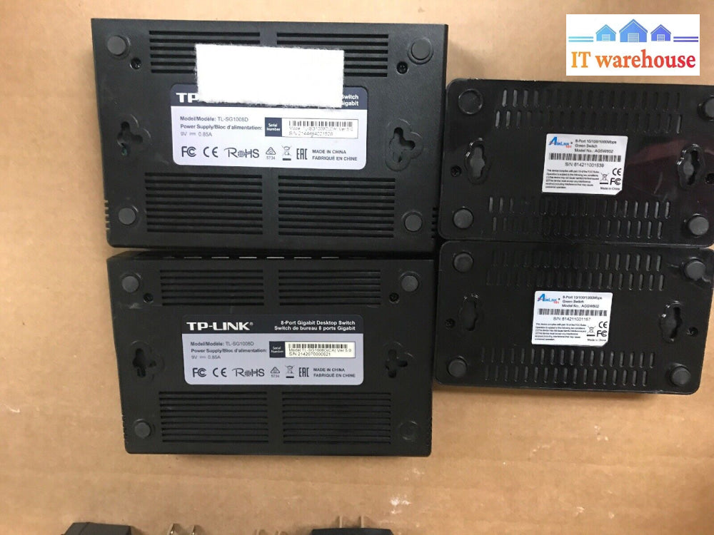 Lot Of 4 Tp-Link / Airlink 8-Port Gigbit Switch