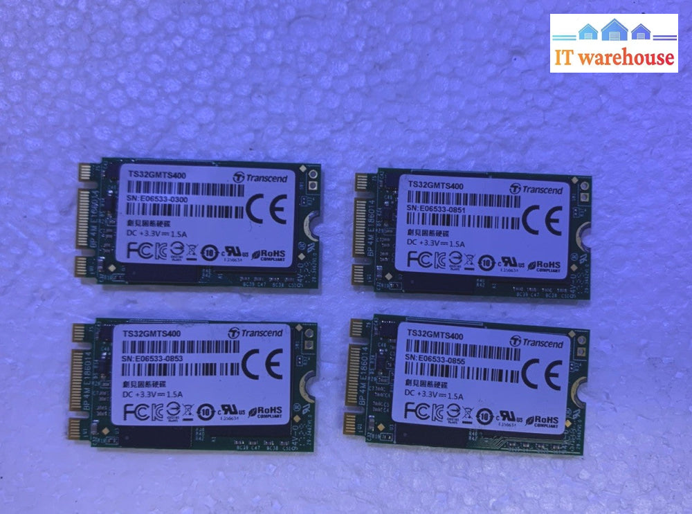 Lot of 4 Transcend TS32GMSA400 32GB mSATA SSD Drives