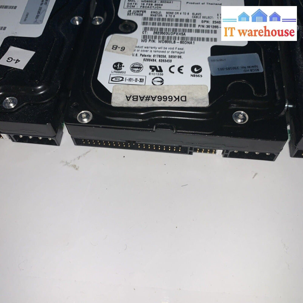 Lot of 4 WD 80GB IDE Caviar WD800 7200 RPM 3.5" hard drive (1000 days remaining)