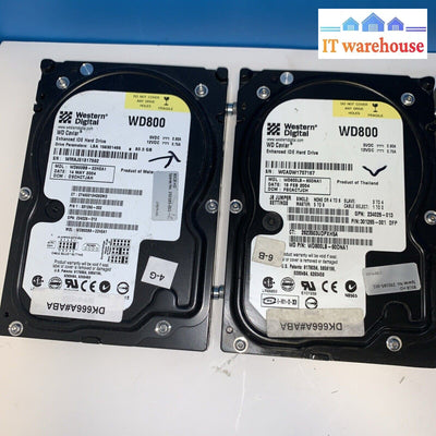 Lot of 4 WD 80GB IDE Caviar WD800 7200 RPM 3.5" hard drive (1000 days remaining)