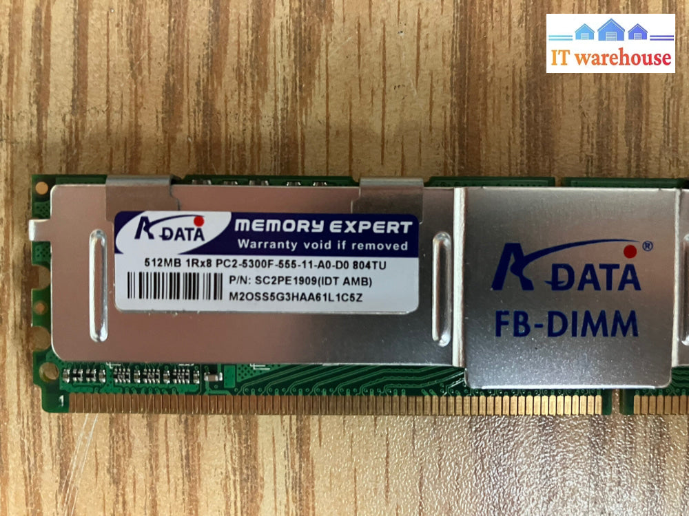 ~ Lot Of 4x ADATA 512MB 1Rx8 PC2-5300F-555-11-A0-D0 804TU SC2PE1909 Server RAM