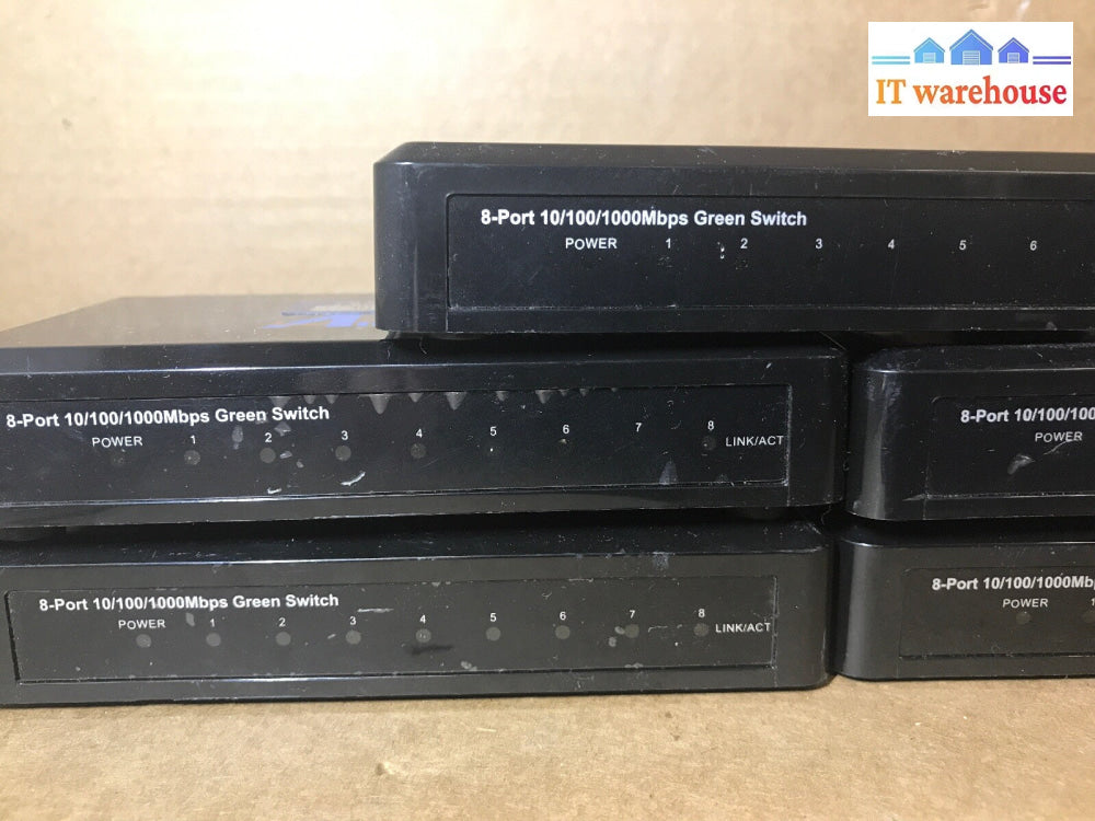 Lot of 5 AirLink 101 8-port 10/100/1000 Gig Green switch AGSW802