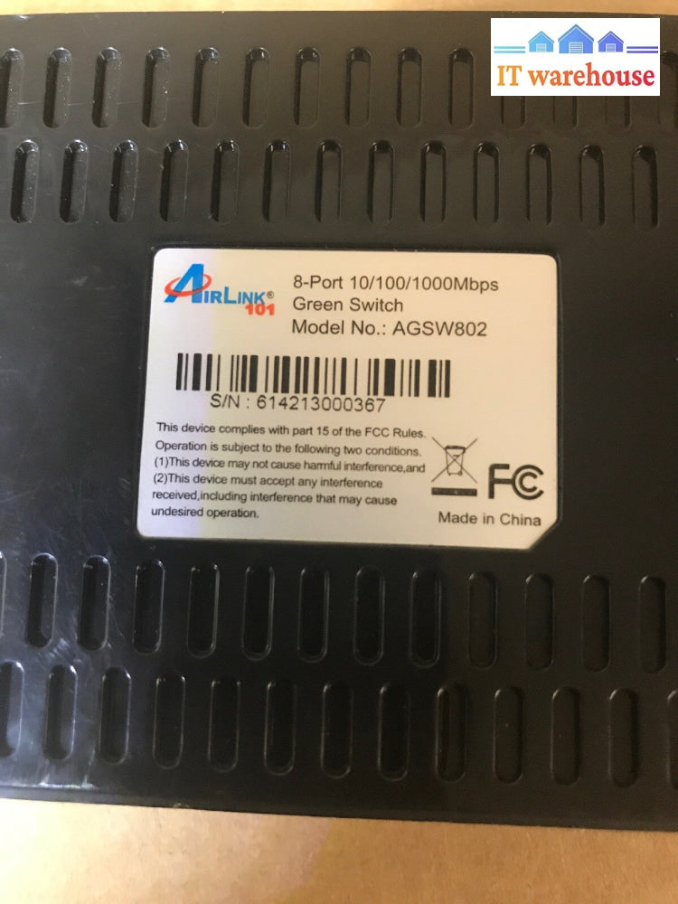 Lot of 5 AirLink 101 8-port 10/100/1000 Gig Green switch AGSW802