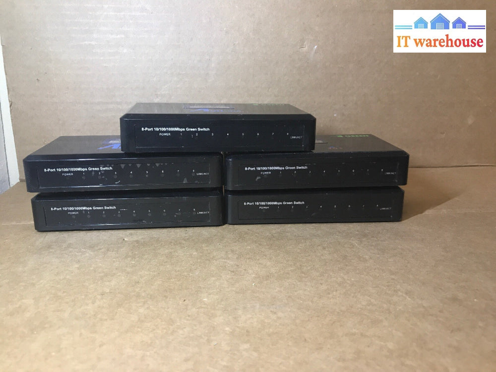 Lot of 5 AirLink 101 8-port 10/100/1000 Gig Green switch AGSW802