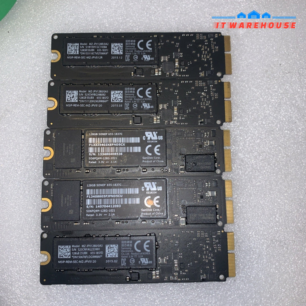 Lot of 5 Apple 128GB PCIe SSD MacBook Pro/Air Samsung + SanDisk AHCI