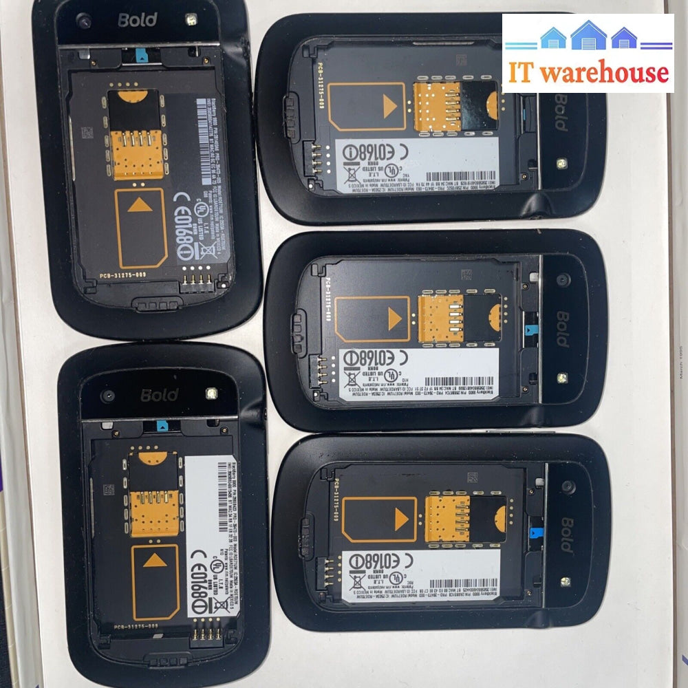 Lot Of 5 Blackberry Bold 9900 8Gb Cell Phone (Carrier:4X Rogers 1X Telus)